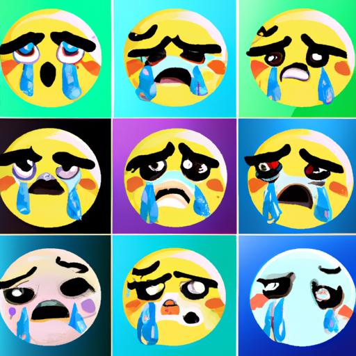 A haunting ensemble of cursed crying emoji memes portrays the depths of sorrow and emotional turmoil experienced by individuals across the internet.