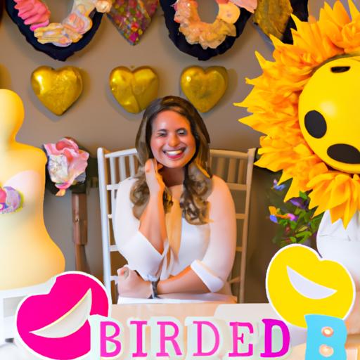 The bride-to-be surrounded by love and laughter during the emoji-themed bridal shower.