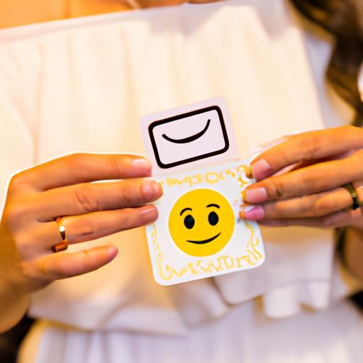 The bride-to-be carefully selects an emoji card, adding excitement to the bridal shower.