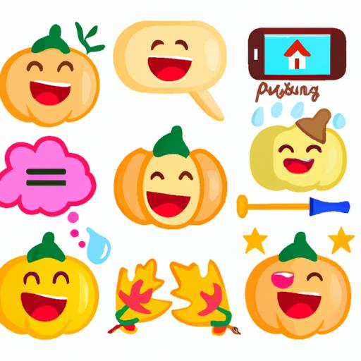 Colorful Thanksgiving emojis representing traditional holiday symbols.