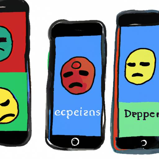 A diverse group of people using smartphones with the depressed iPhone sad emoji, representing cultural understanding and expression.