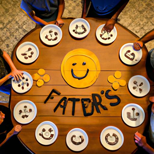 The dining table becomes a canvas of love and celebration as family members share Father's Day wishes with emojis.