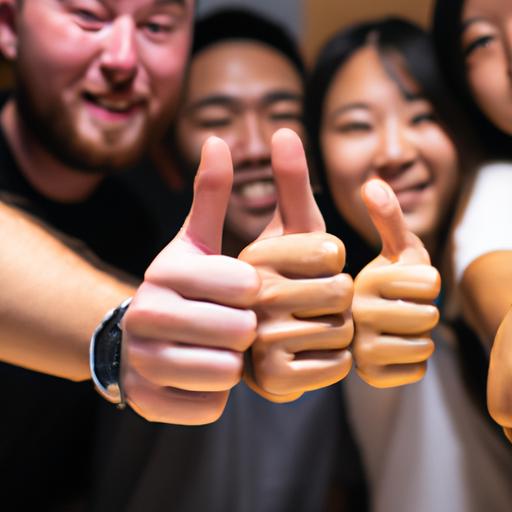 Spreading positivity and encouragement with a thumbs up, mirroring the essence of the Chinese thumbs up emoji.