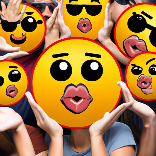 Expressing love virtually: a group of friends sending kissy face emojis to show their affection.