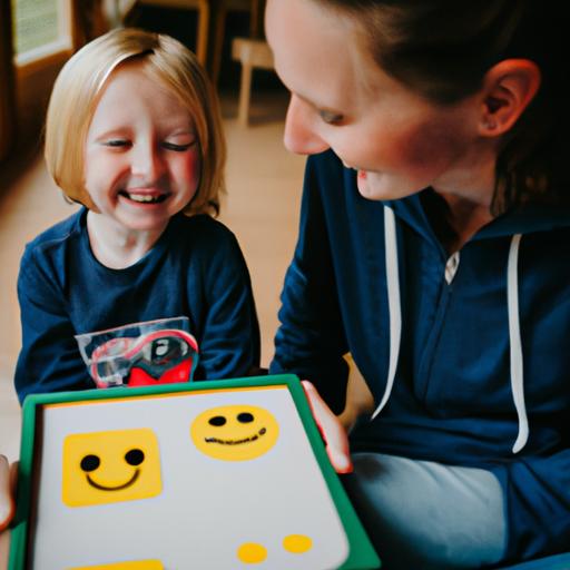 A parent and child duo enthusiastically decoding nursery rhymes in the nursery rhyme emoji game, fostering a strong connection through play.
