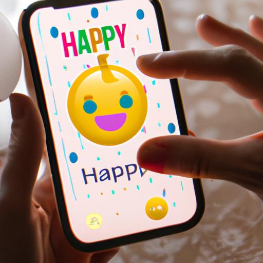 Digital birthday greetings with an expressive happy birthday emoji, spreading joy and love.