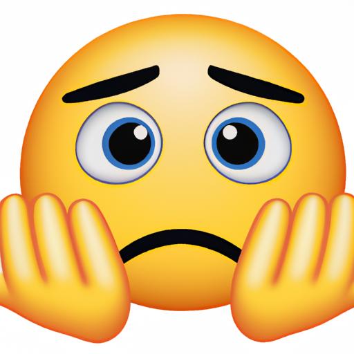 A close-up of a sad emoji with hands, depicting a sense of despair.