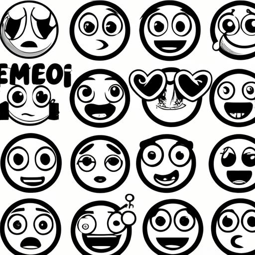Unleash your creativity with this versatile black and white emoji clipart pack.